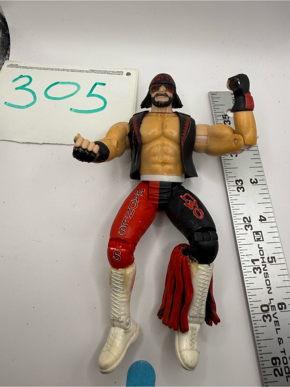 Men's Wrestling Action Figure - Red, Black & White Costume